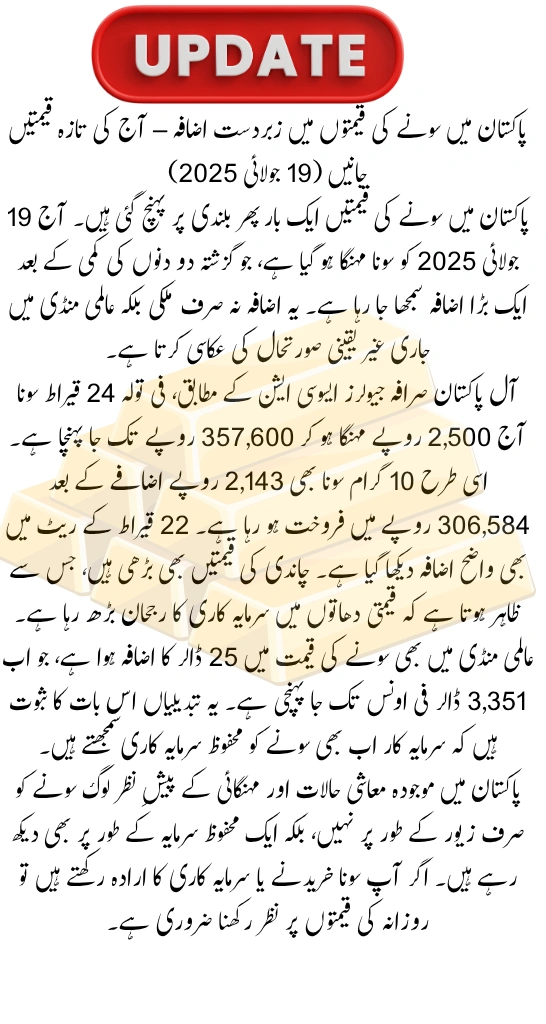 Gold Prices Increase Fully High in Pakistan