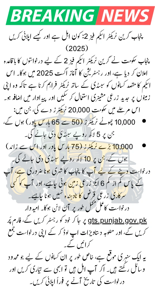 Punjab Green Tractor Scheme Phase 2 Who is Eligible and How to Apply in 2025